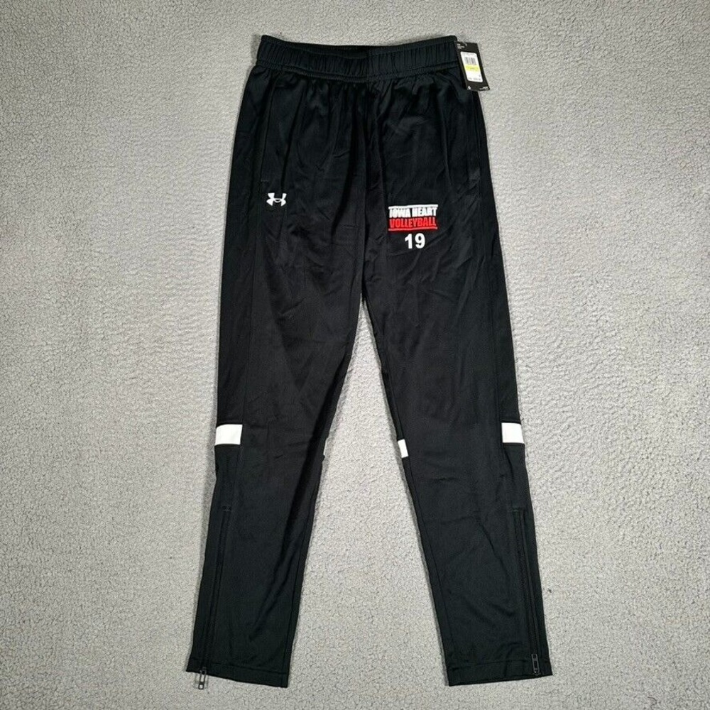 Under Armour Pants Mens Medium Black UA Warm Up Team Ankle Zip Elastic Waist NWT